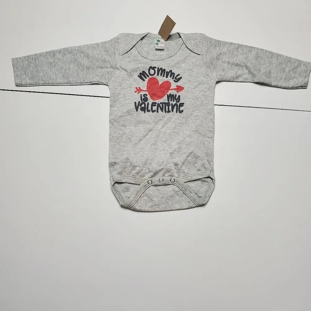 Mommy is my Valentine gray onsie red heart & arrow